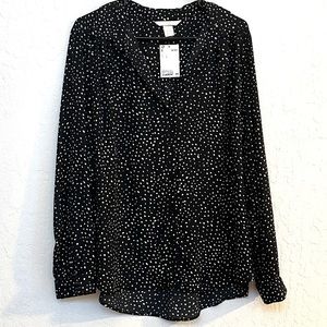 H&M organic spotted button up blouse